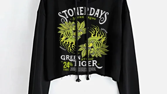Green Tiger Crop Top Hoodie