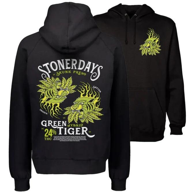 Black and Green Tiger Hoodie